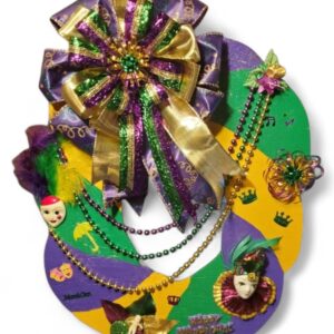 Wooden Mardi Gras Wall or Door Decoration